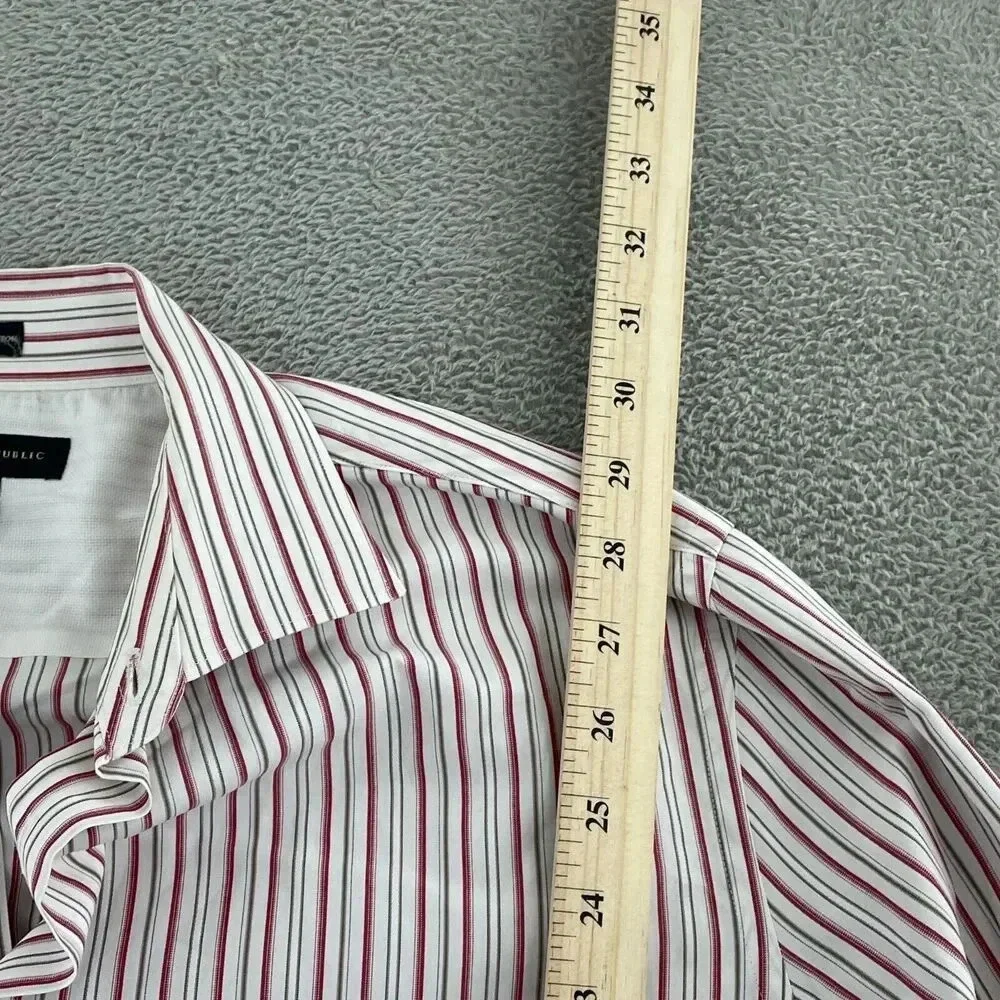 Banana Republic Mens Fitted Striped Dress Shirt Size L 1275